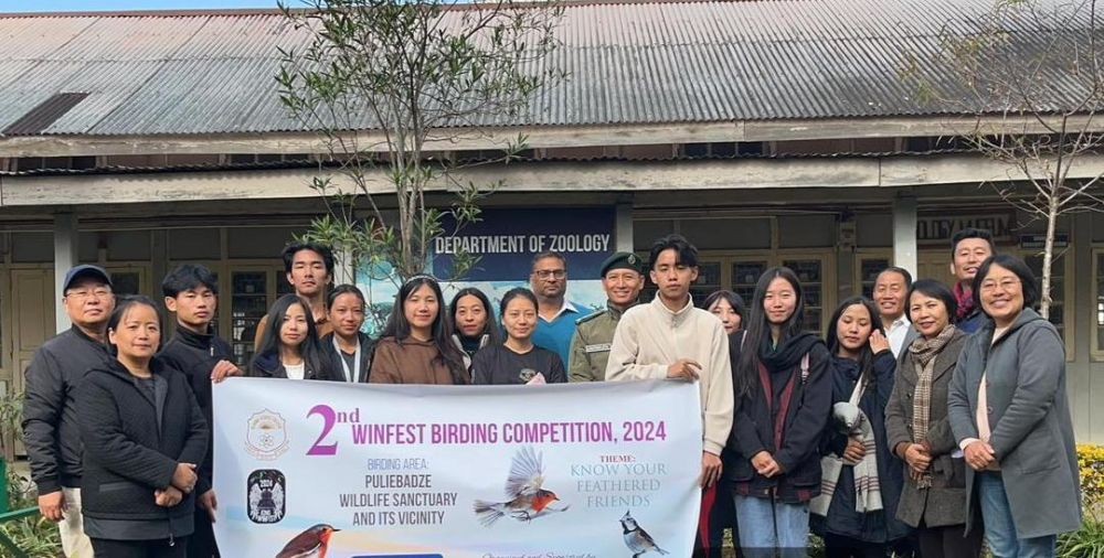 Officials with winners of 2nd Birding Competition organised by Department of Zoology of Kohima Science College (A), Jotsoma from December 2 to 4.